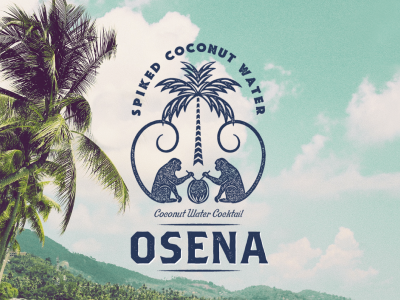 Osena logo against tropical sky.